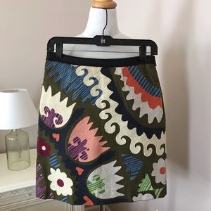ANTHROPOLOGIE TULIPA EMBROIDERED SKIRT